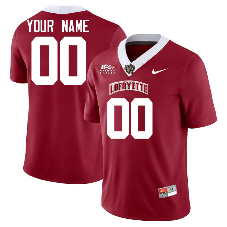 Custom Lafayette Leopards Name And Number Football Jerseys-Red